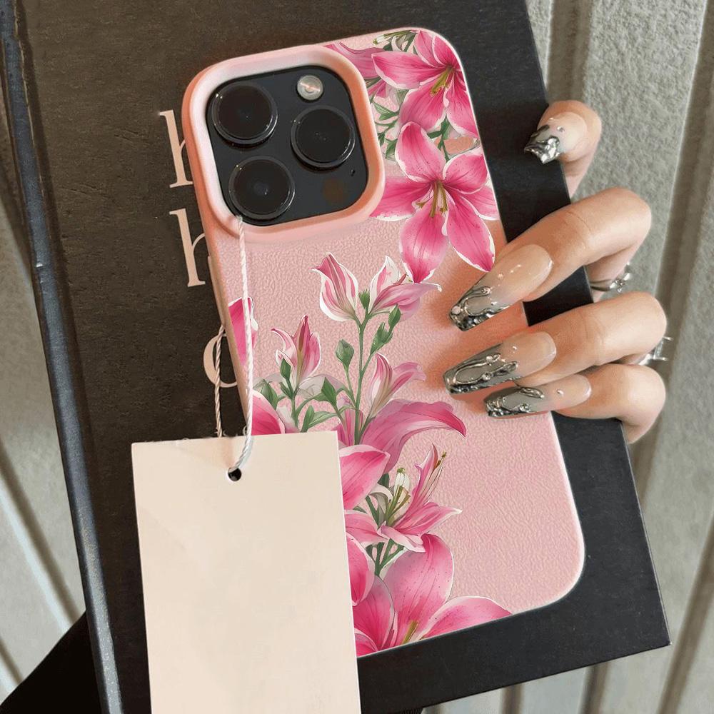HOT Luxury Hibiscus Flower Lemon Lichee leather pattern Phone Case For iPhone 17 16 15 14 13 12 11 Air Pro Max Plus X XR XSMax