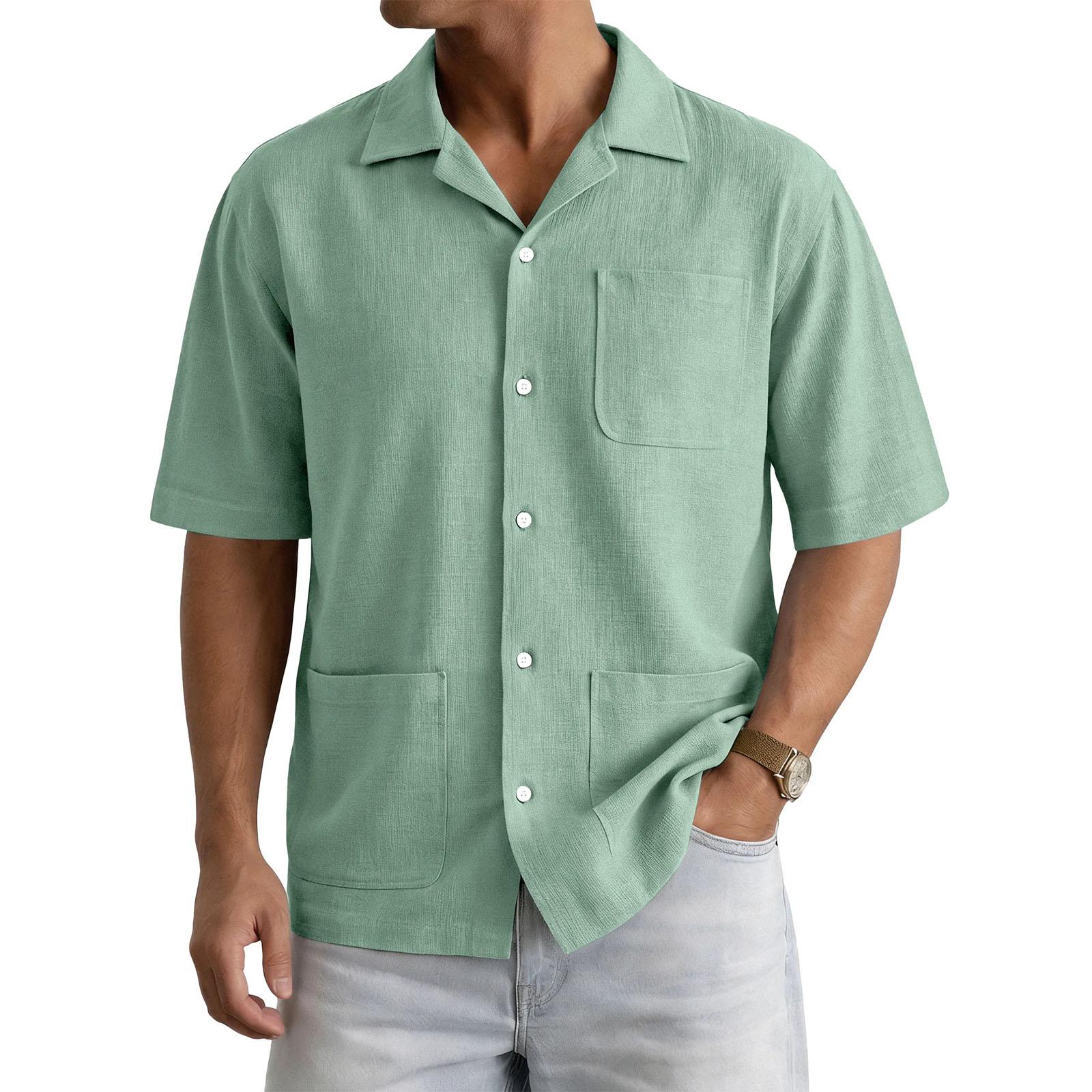 

Мужская повседневная рубашка с карманом и воротником, с коротким рукавом XXXXXL