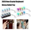 LED Keyboard Keychain Fidget Toys Crystal Clicker Sensory Toy for Stress Relief Keyboard Keychain Fidget Gadget for Adults Kids