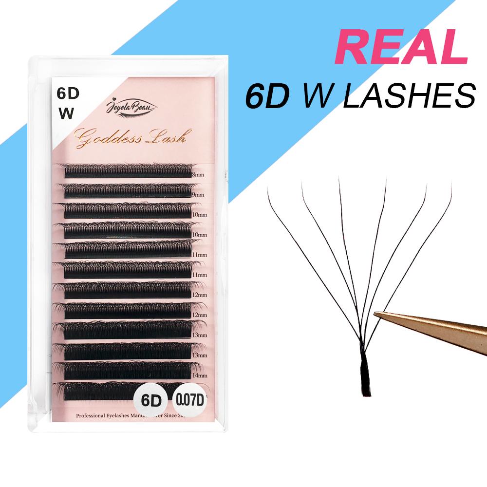 Goddess Cilios 6D W-образное наращивание ресниц Автоматическое раскрытие W-ресницы Завиток C/D Высококачественные индивидуальные накладные ресницы C&0.07mm&8mm