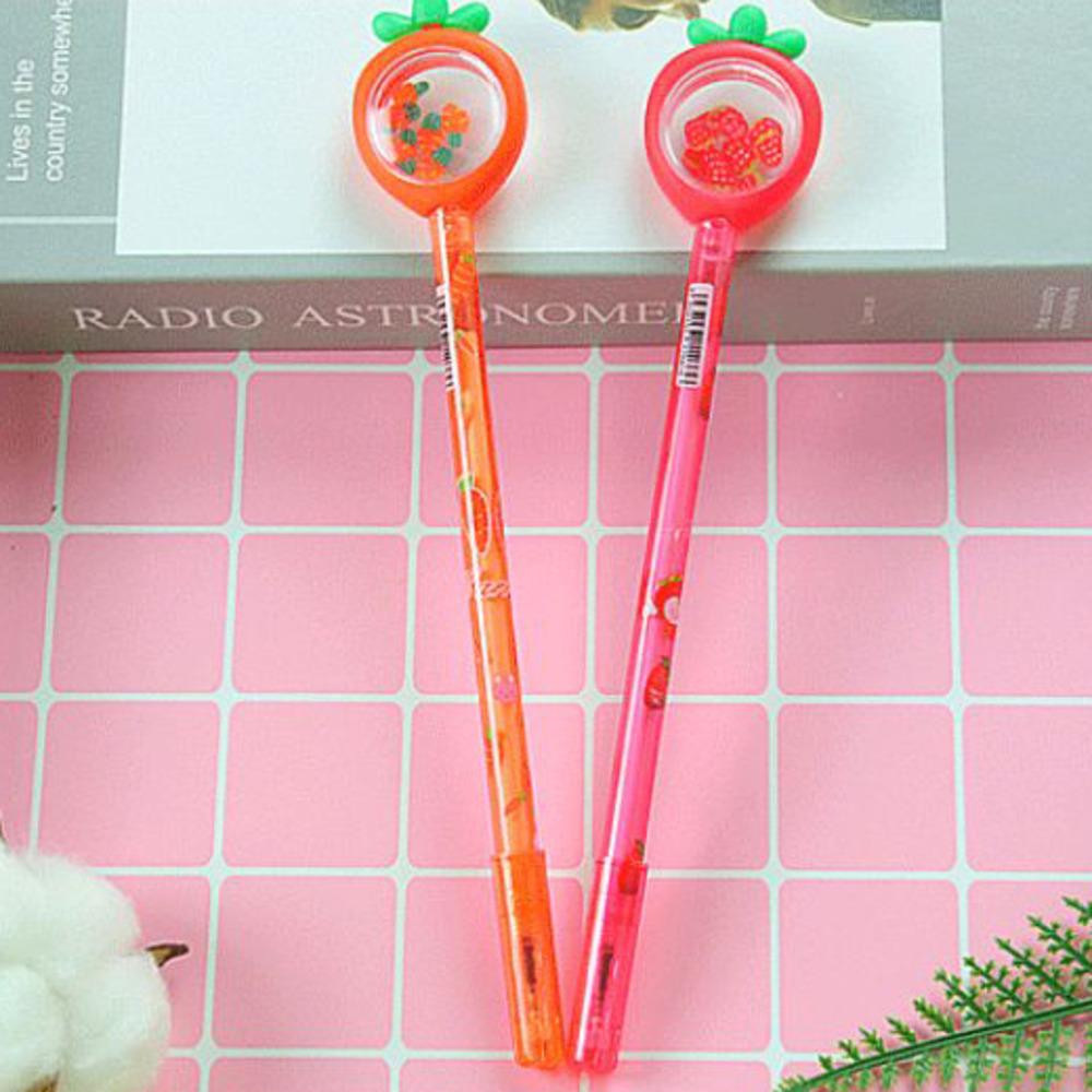 1 Piece Stationery Kawaii Gel Pen School And Office Supplies Creative Fruit Glitter Recreation Cute Gel Pen