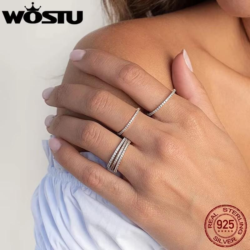 925 Sterling Silver Simple Rings for Women Wedding Engagement Heart Rings with Zircon  Female Jewelry 2025