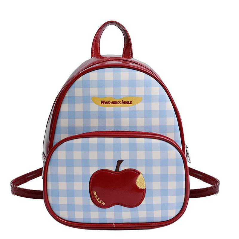 

Милый клетчатый рюкзак женский новый нишевый дизайн дорожная сумка в стиле колледжа школьная сумка тренд 17*8*21 красный