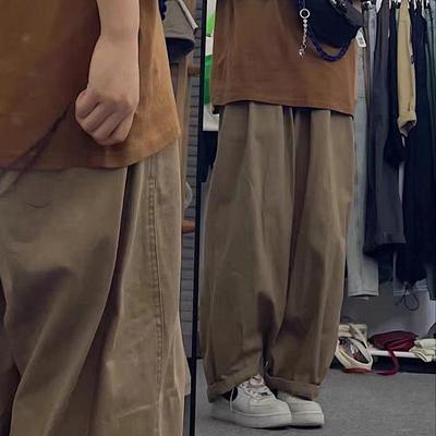 Men's Trendy Japanese Loose Wide-Leg Overalls - Spring Retro Cityboy Straight-Leg Casual Pants