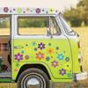 96 Bucăți Autocolante cu Flori pentru Mașină Autocolante Temă Petrecere Hippie anii '60 Autocolante cu Margarete Multicolore Decaluri cu Flori Retro din Vinil Decaluri Hippie Colorate Floare W