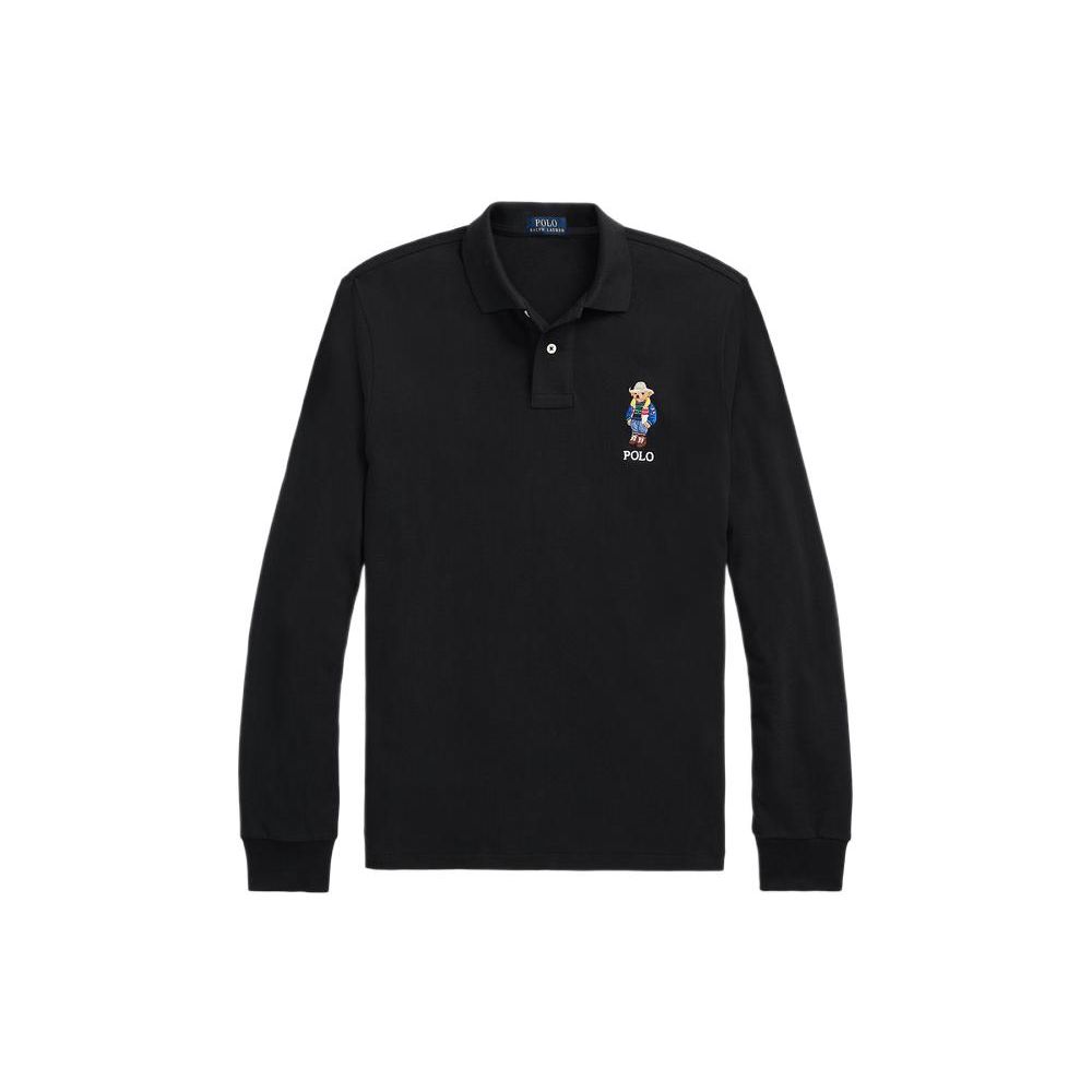 Polo Ralph Lauren FW22 Bear Print Long Sleeve Polo Shirt Men tops Black MNPOKNI16822497-001