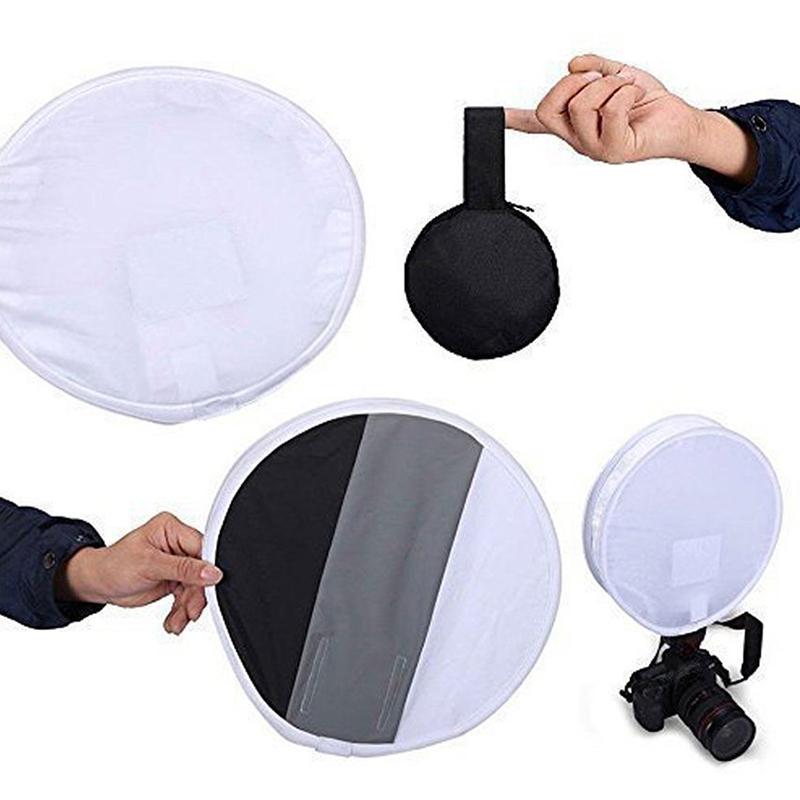 30cm 2 In 1 Portable Round On-camera Flash Diffuser Softbox Gray Card White Balance Speedlite Light Modifier