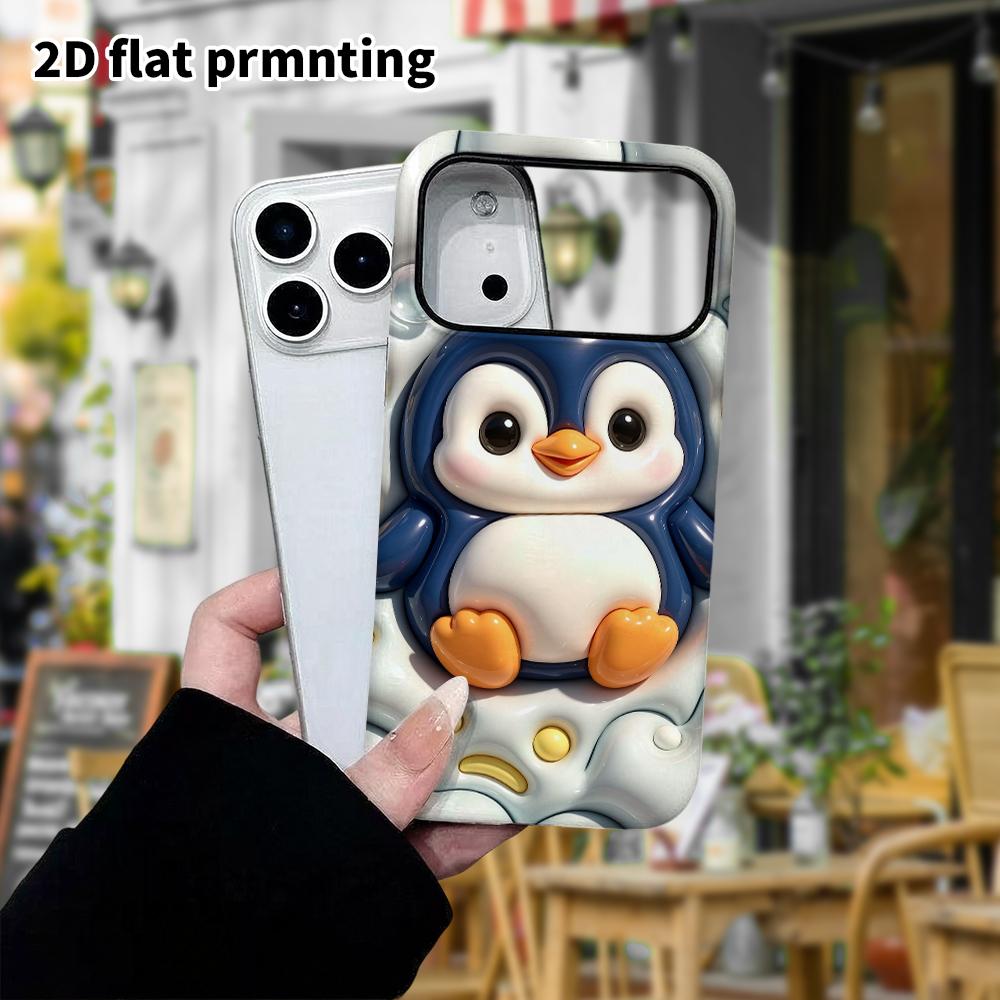 Phone Case: 2D Flat Design Suitable for iPhone 18 17 16 15 14 13 Pro Protective Case, Blue Little Penguin, Perfect Christmas and Halloween Holiday Gif
