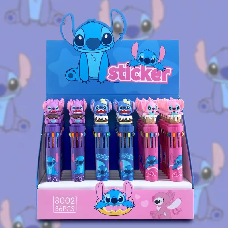 MINISO Stitch 1/6 adet Tükenmez Kalem Çizgi Film 10 Renkli İşaretleyici 0.7 Çocuklar Graffiti Çok Renkli El Kalemi Öğrenciler Öğrenim Kırtasiye