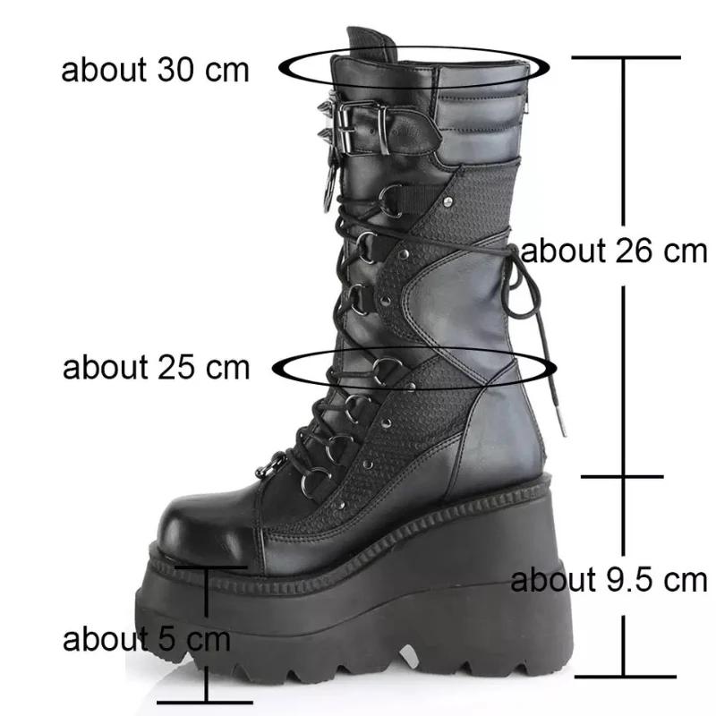 Women High Boots Cosplay Mid-Calf Boots High Platform Wedges Boots  Summer Autumn New Designer Gothic Shoes For Women Botas