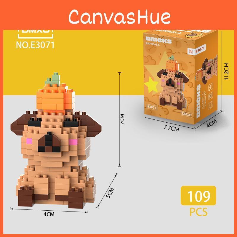 Cute Cartoon Capybara Burger Orange Assembly Building Block Toy Children