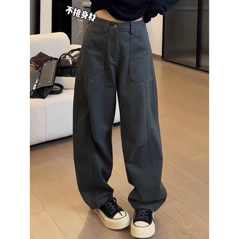 Women s Plus Size High Waist Wide Leg Jeans - Autumn/Winter Casual Loose Straight Leg Pants M