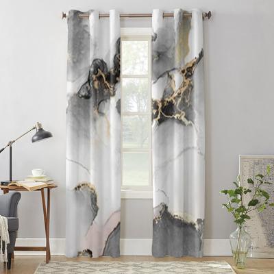 Black Gold Abstract Marble Window Curtains For Living Room Luxury Bedroom Decor Drapes Kitchen Window Treatments Curtains