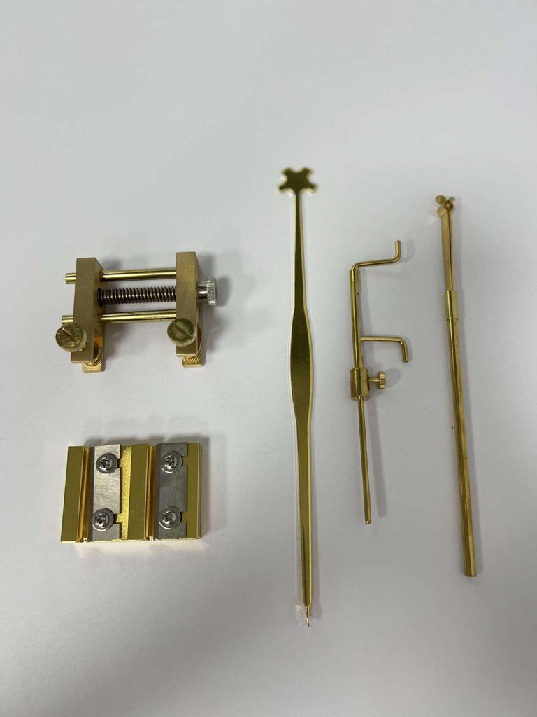 Violin Repair Tool Set: Soundpost Hook, Clip, Ruler, Mold, Tuning Fork - 5-Piece Kit