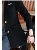 Women's Black Wool Suit Jacket - Autumn/Winter 2025, Petite Fit, Stylish Casual, Thick & Padded