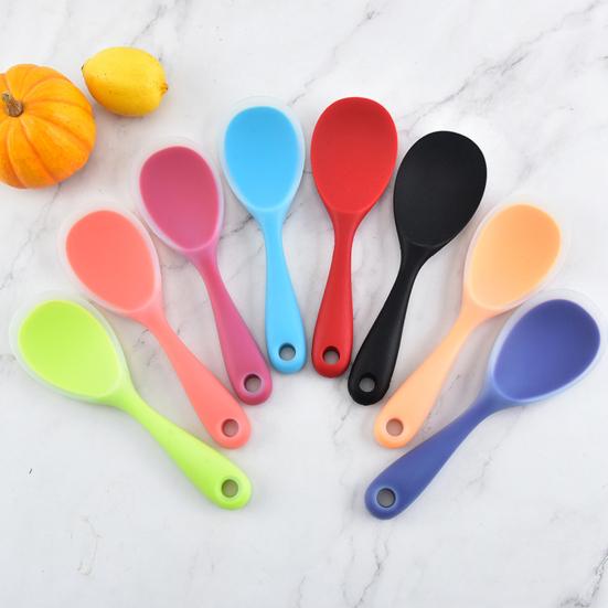 Silicone Rice Spoon Solid Color Non-stick Meal Pot Pan Scoop Kitchen Utensils