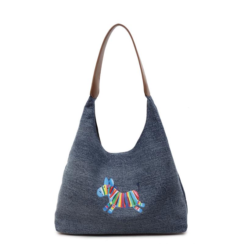 

New Korean shoulder bag casual simple daily travel commuter bag large capacity fashion denim shoulder bag 35*11*37cm синий