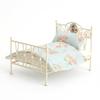 Bed with Bedding Vintage Miniature Metal Ornate Furniture for Collectors,