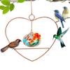 Heart-Shaped Hummingbird Feeder Hanging Water Feeder with Perch Colorful Glass Bottle Wire Frame Hummingbird Feeder for Porch Yard Garden Outdoor