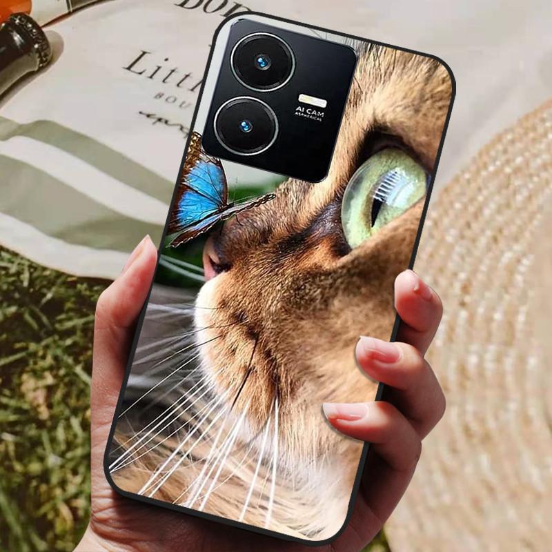 Für Vivo Y22 Hülle Weiches Silikon Stoßfeste Handyhülle für Vivo Y22 Y22s Y 22 s Hüllen Y 22 2022 Schwarzer Bumper Schutzhüllen