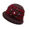 Winter Basin Hat Floral Design Soft Velvet Thermal Insulation Middle-Aged Elderly Women Knitting Hat Headwear