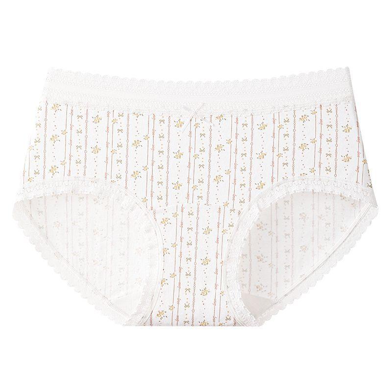 Girl Spring and Autumn Sweet Lace Edge High Play 10A Antibacterial Crotch Waist Triangle Briefs M
