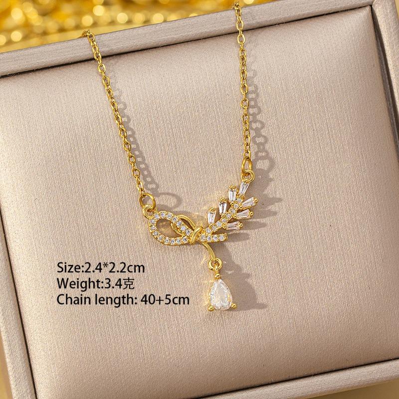 [Titanium Steel] Necklace Women's Copper Micro-inlaid Electroplating Advanced Sense Delicate Clavicle Chain Jewelry