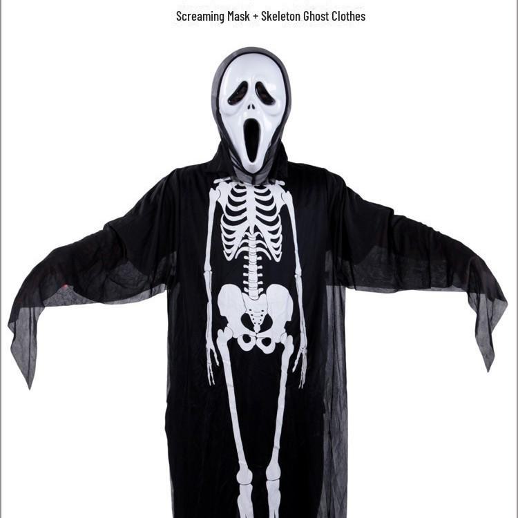 New Year's Day Costumes: Horror Attire, Props, Skulls, Skeleton Ghost Outfits, Scream-inspired.
