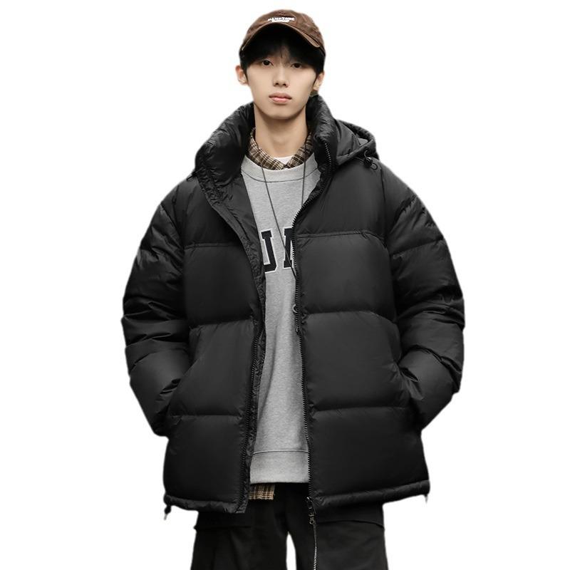 White Duck Down Men's Down Jacket, Winter Hooded Jacket, Bread Jacket, Trendy Warmth, Versatile Couple Jacket, Men