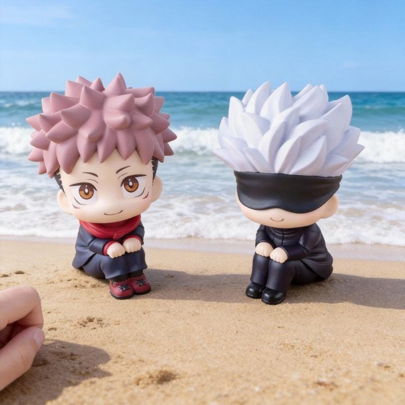 [Caliente] Jujutsu Kaisen Chibi Conjunto De Figuras Sentadas: Yuji, Gojo, Megumi, Nobara-gran Cabeza Lindo Anime Juguete Para