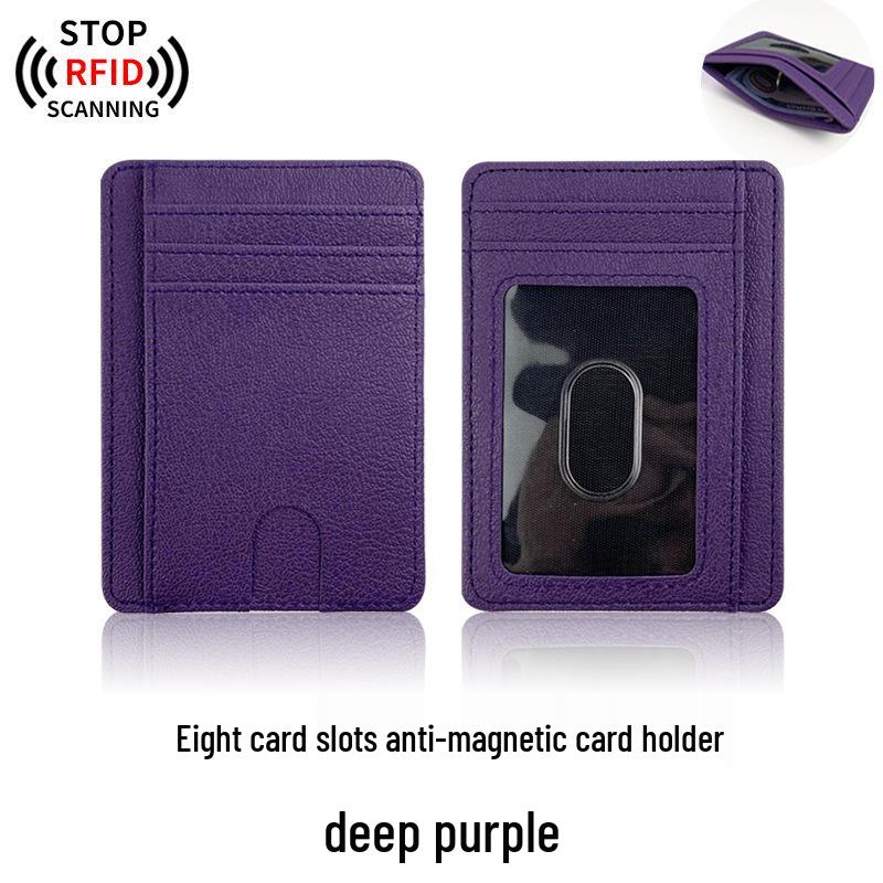 RFID Anti-Demagnetization Card Holder - Unisex PU Multi-Card Slot Sleeve