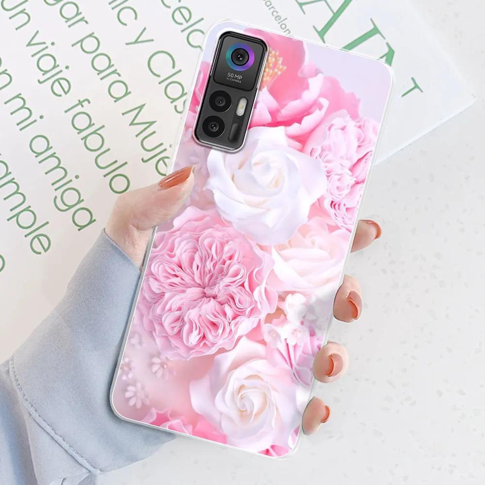 Für TCL 30 Plus Hülle Für TCL 30 5G Blumenmuster Transparentes Silikon Weiche Handyhülle Cover Hülle Stoßfänger Für TCL 30 30+ Fundas