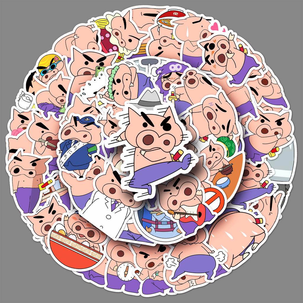 50 Pieces of Fat Dudu Saemon Cartoon Stickers Crayon Shin-gu Card Decorative Mobile Suitcase Handbook Stickers