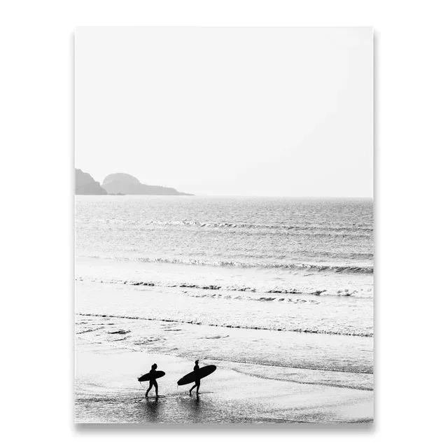 Beach Camper Van Surfing Ocean Landscape Wall Art Palm Tree Surfboard Canvas Painting Home Room Decor Poster Prints