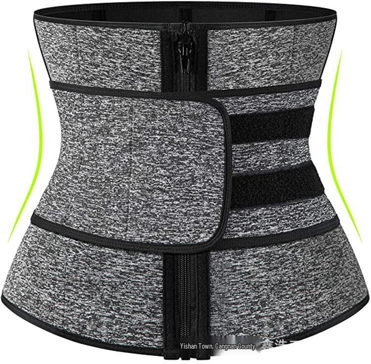 Postpartum Waist Trainer & Sweat-Inducing Body Shaper with Double Belt & Zipper for Abdomen Control