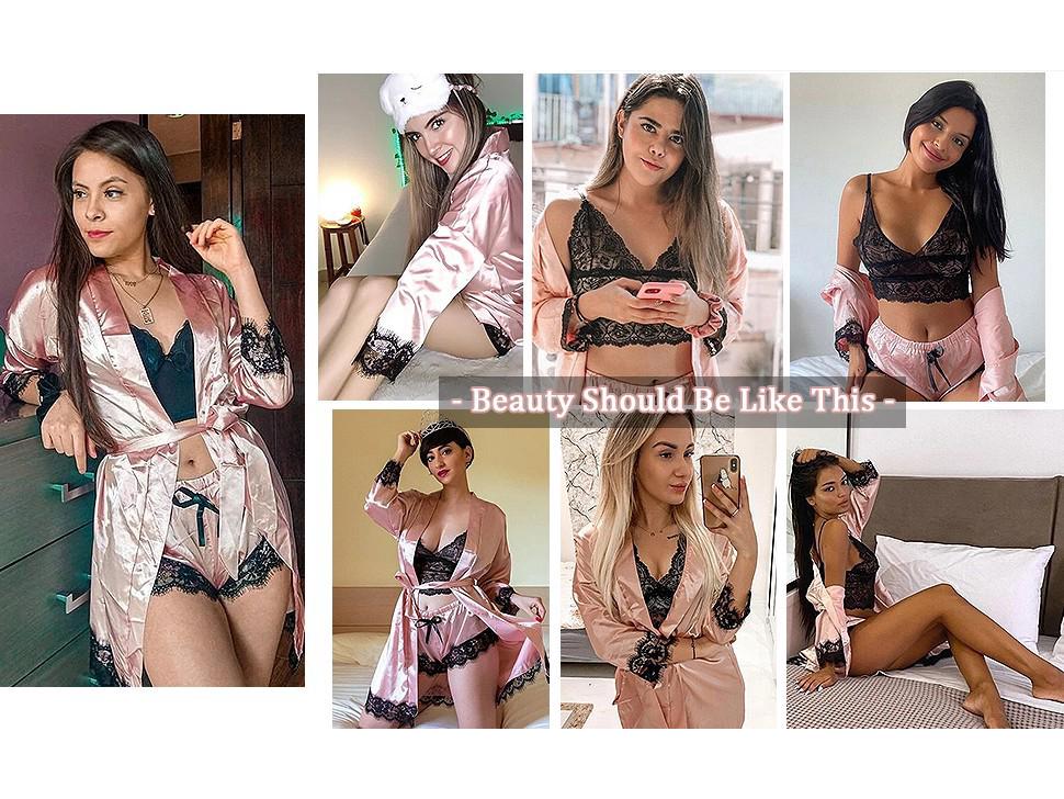 Women's Plus Size Sexy Lace Lingerie Set Pajamas