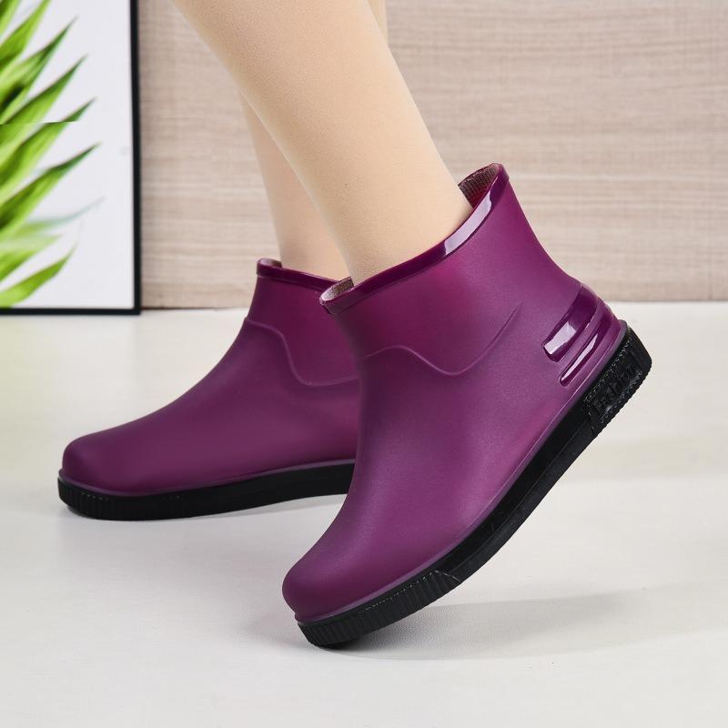 New Waterproof Shoes Female Student Rain Shoes Low-top Short Tube Fashion Plastic Shoes Non-slip Warm Velvet Cotton Cover Shoes