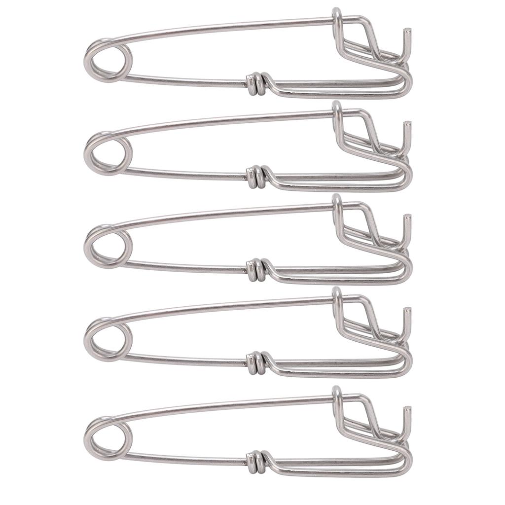 5 Stück lange Schnurclips Karabinerwirbel Meeresfischereiverbinder Geschlossene Öse Aufhängeschnalle Schnellstiftwerkzeug 2,6 cm x 100 mm