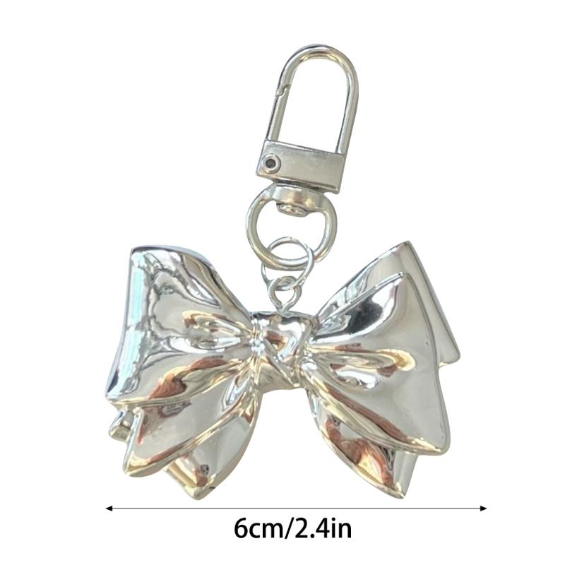 Metal Bowknot Charm Keychains Sweet Cool Pendant Hanging Ornament Keyring Backpack Decoration Jewelry for Women Girls
