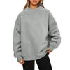 Ladies' Fashionable Loose High Neck Long Sleeved Solid Color Hoodie Top Pullover