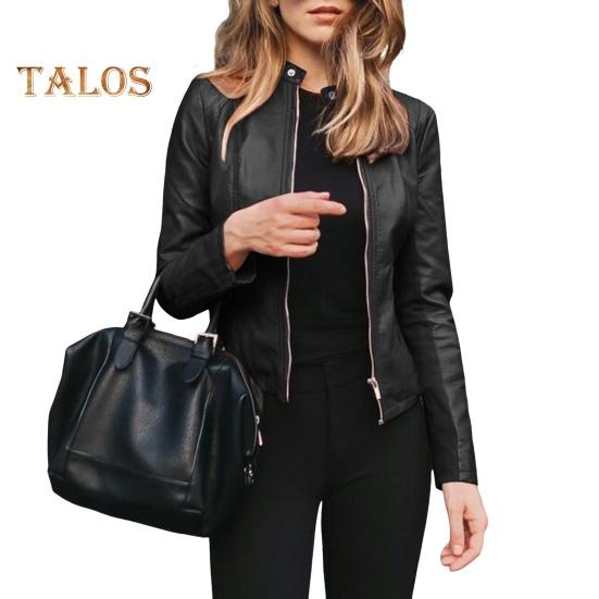 

Женская летная куртка, короткая тонкая куртка с воротником-стойкой на молнии, верхняя одежда, офисное женское повседневное пальто для улицы, повседневного отдыха M чёрный