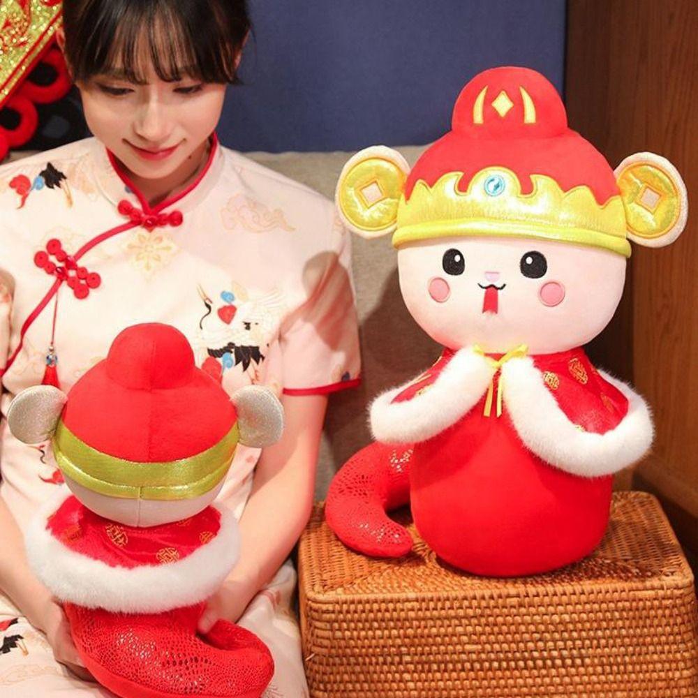 Good Luck Wealth Snake Year Mascot Toy Big Eyes Lucky Snake Doll Snake Year Plush Toy  Home Decor