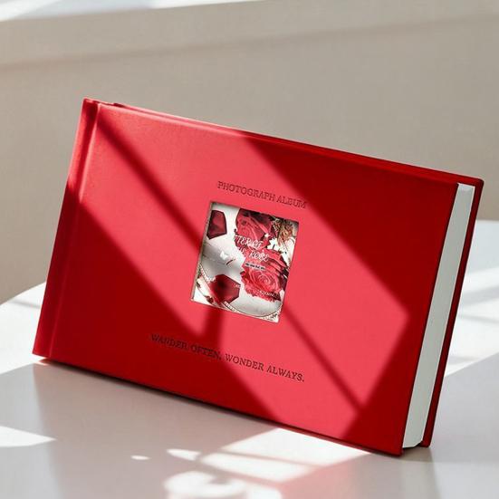 Photo Album, Small Slip-in Photo Album, Photo Book Picture Album with Front Window, Holds 52 Photos Memory Book for Wedding Family Anniversary