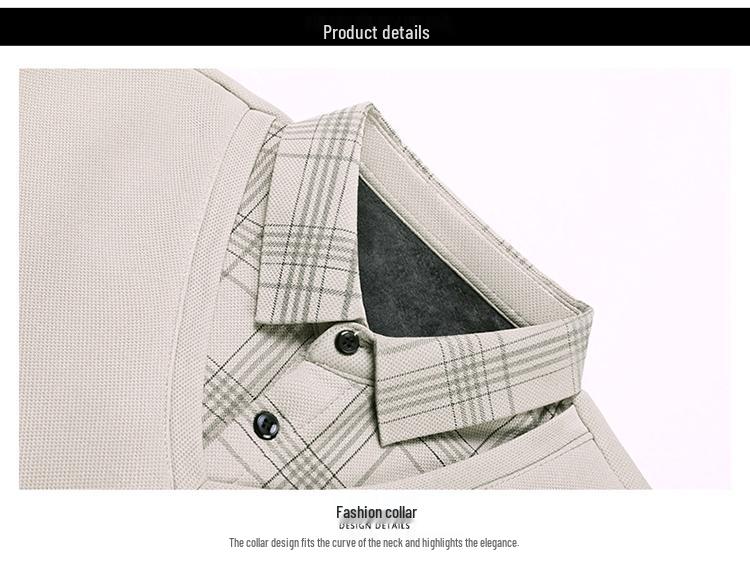 Men's Autumn/Winter Faux Two-Piece Fleece Polo Base Layer Shirt
