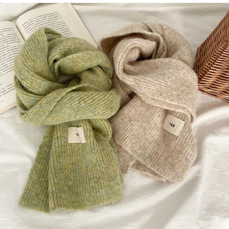 Winter Mohair Scarf Women Luxury Cashmere Scarves Thicken Warmer Soft Pashmina Shawls Wraps Female Pure Color Knitted Long Scarf