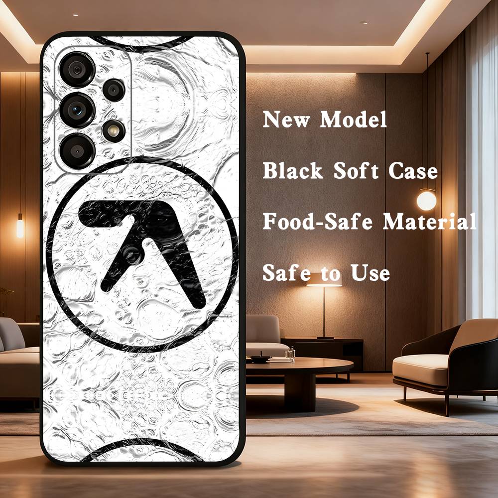 

A-Aphex Twin Phone For Samsung Galaxy A53,31,52,72,41,22,73,32,71,Note,J7,8,9,5G Soft Black Silicone Case SamsungA30S