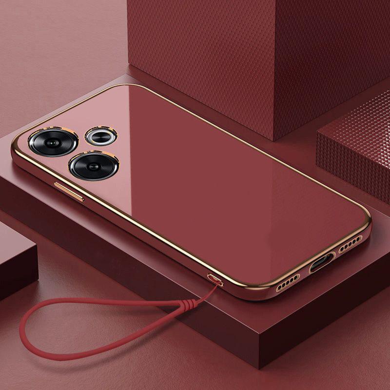 For Xiaomi Redmi Turbo 3 Case Redmi Turbo3 Phone Case Straight edge electroplate Plating ShockProof Silicone Back Soft Cover