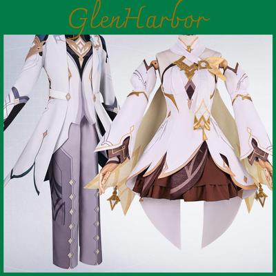 Genshin Impact Lumine Aether Cosplay Kostume Med Polyesterstof Til Anime Rollespil