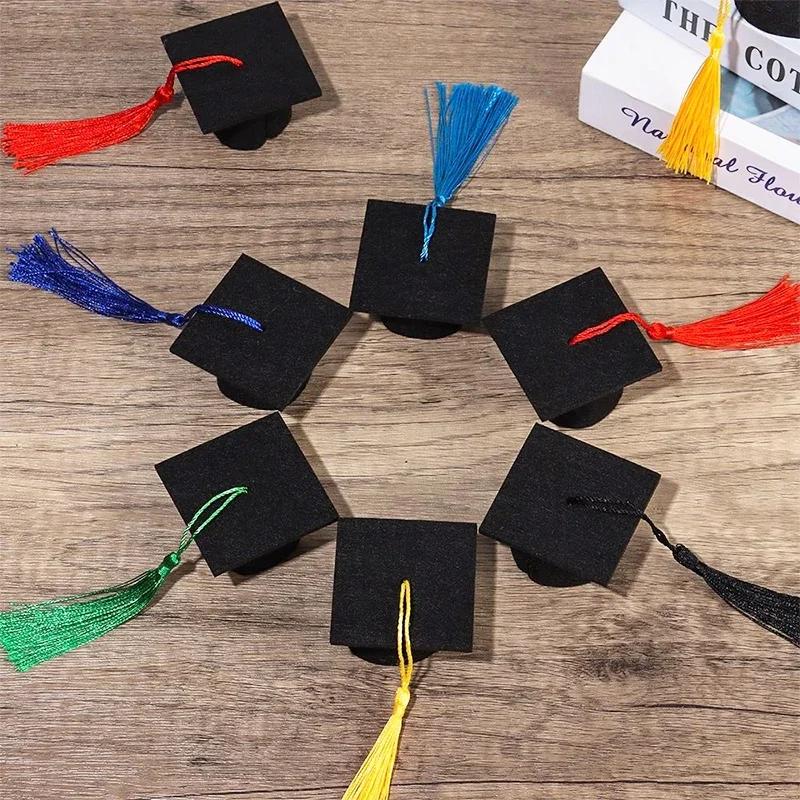 10pcs Mini Bottle Topper Hat Creative Cupcake Doctoral Decoration Graduation Season Souvenir Ornaments Birthday Party Decoration