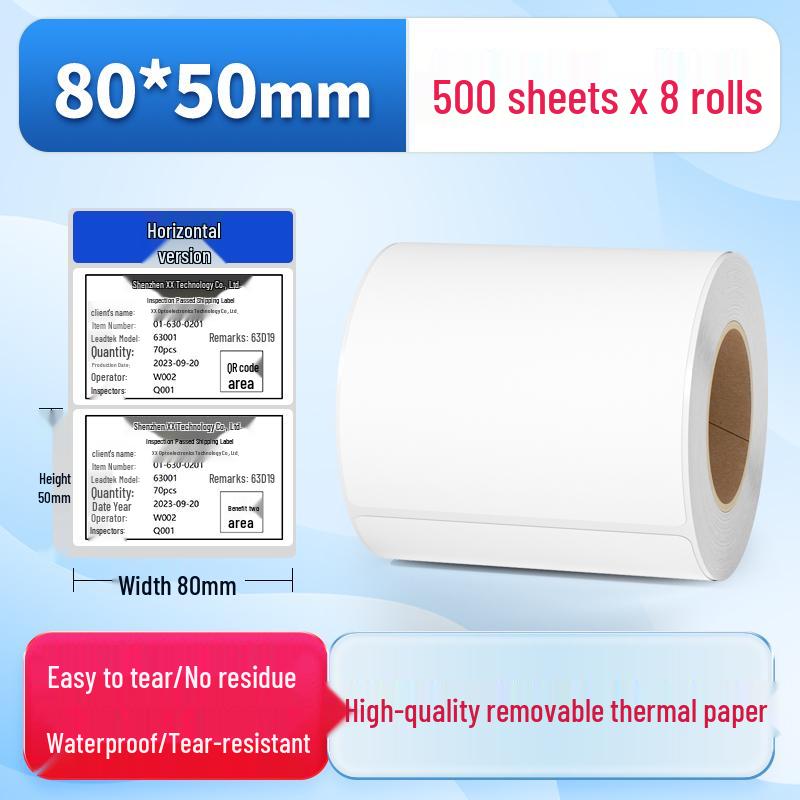 Waterproof Synthetic Thermal Label Paper 60x40 - Freezer Safe, Self-Adhesive, Durable